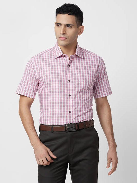 Park Avenue Men Blue Solid Regular Fit Modal Blend Half Sleeve Ainsley Collar Shirt
