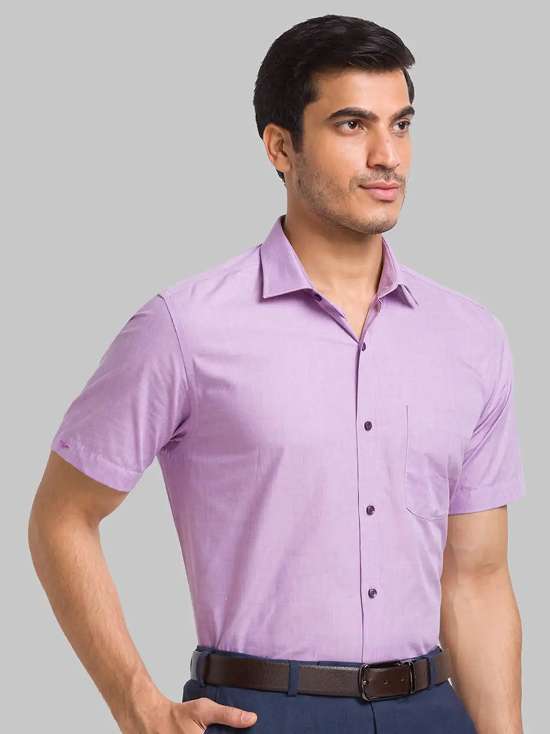 Men White Regular Fit Plain  Cotton Half Sleeve Ainsley Collar Shirts