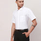 Park Avenue Men Blue Solid Regular Fit Cotton Half Sleeve Cutaway Collar Shirt