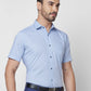 Park Avenue Men Blue Checks Regular Fit Cotton Half Sleeve Ainsley Collar Shirt