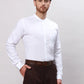 Men White Slim Fit Plain Cotton Mandarin Collar Shirts