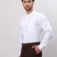 Men White Slim Fit Plain Cotton Mandarin Collar Shirts