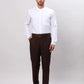 Men White Slim Fit Plain Cotton Mandarin Collar Shirts