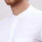 Men White Slim Fit Plain Cotton Mandarin Collar Shirts