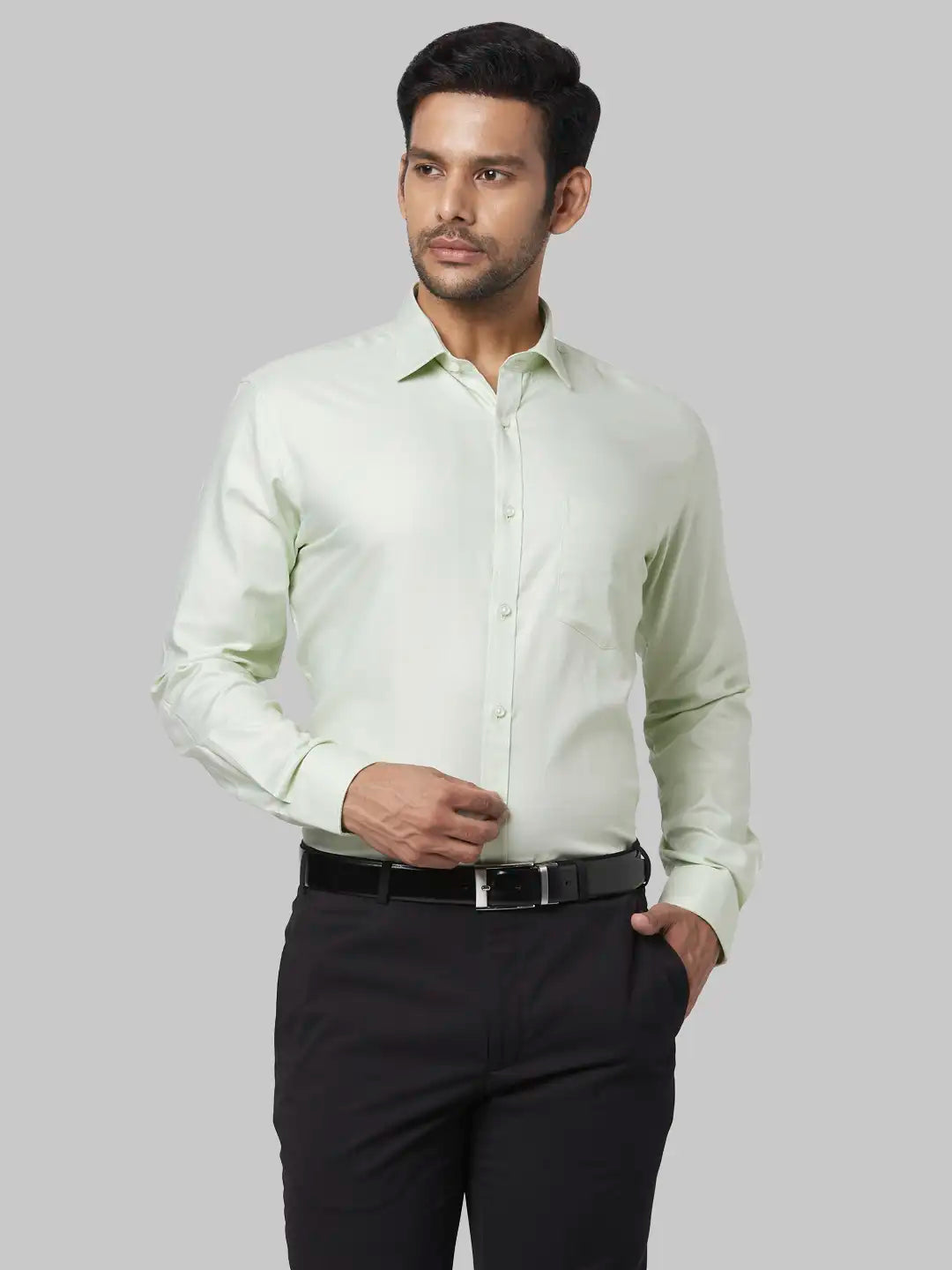 Park Avenue Men Petrol Structure Slim Fit Polyester Blend Shirt