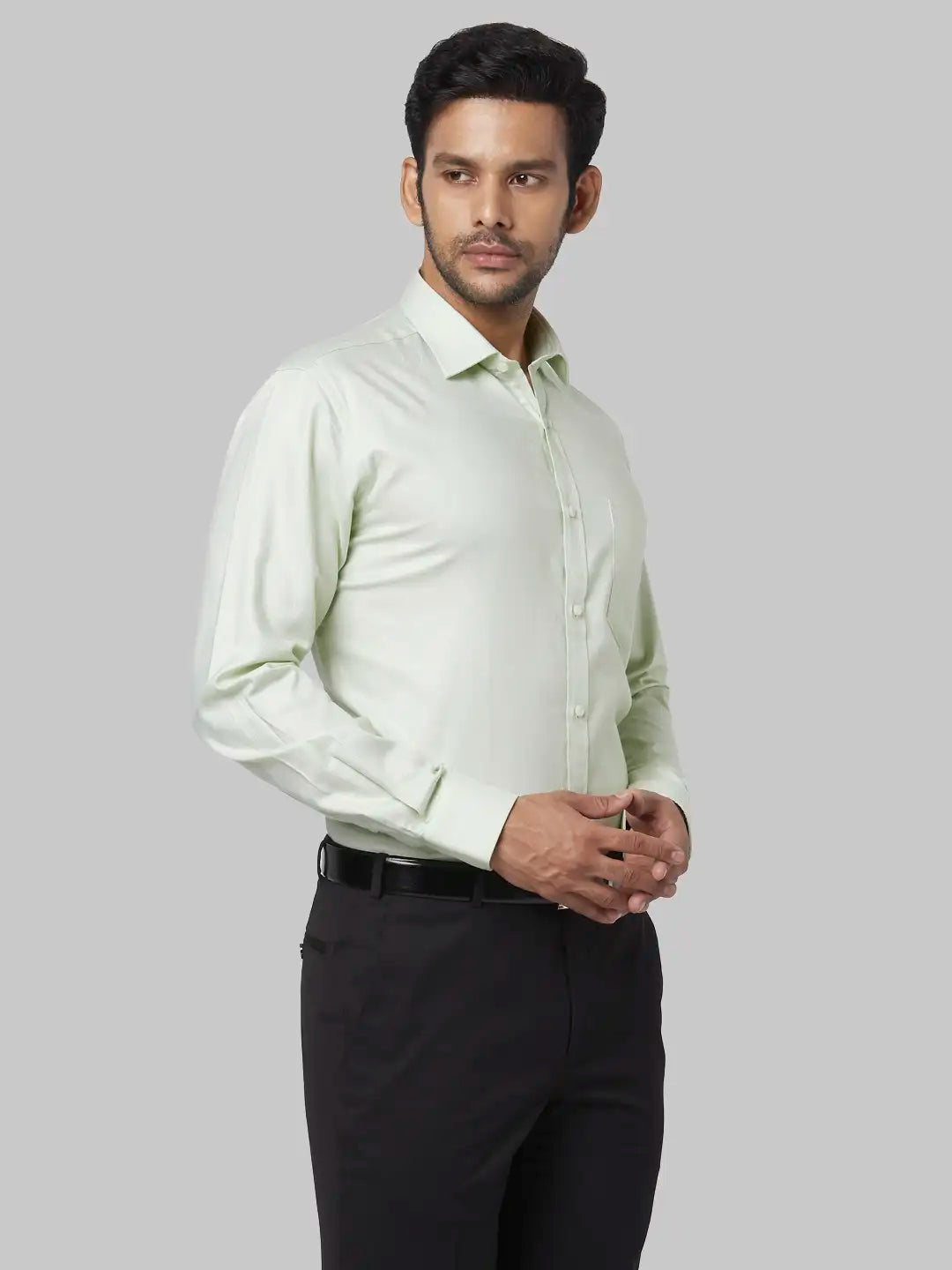 Park Avenue Men Petrol Structure Slim Fit Polyester Blend Shirt