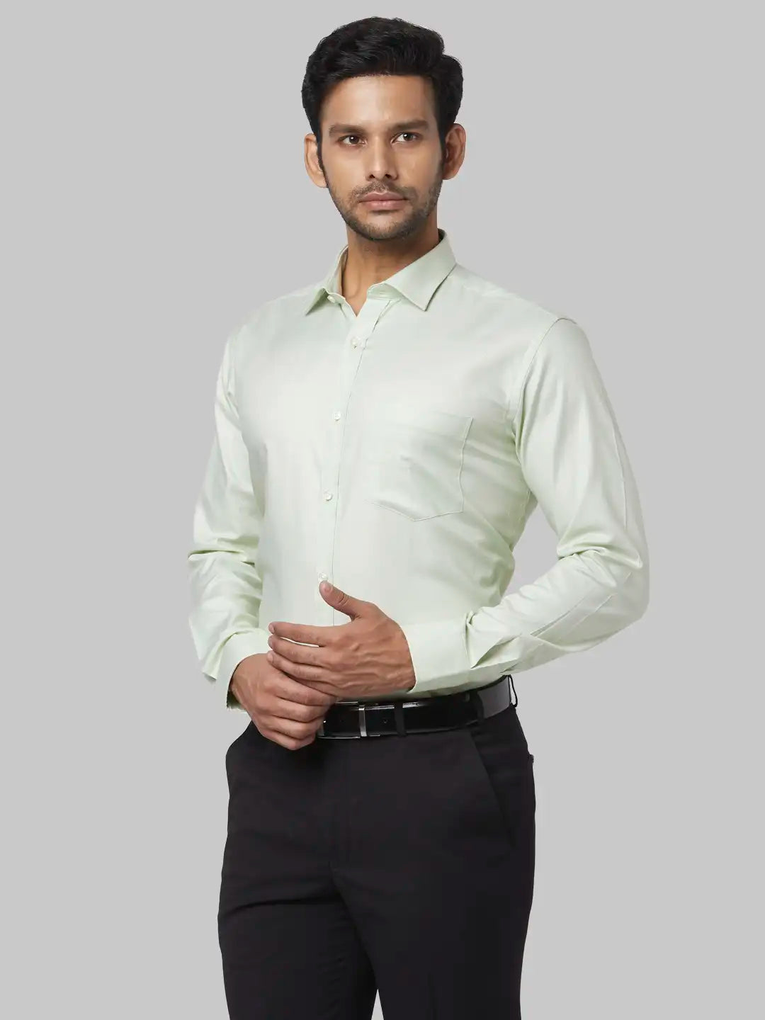 Park Avenue Men Petrol Structure Slim Fit Polyester Blend Shirt