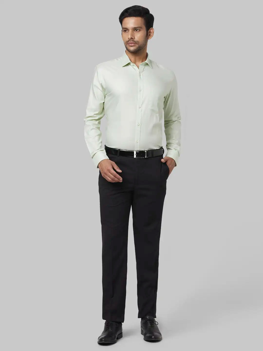Park Avenue Men Petrol Structure Slim Fit Polyester Blend Shirt