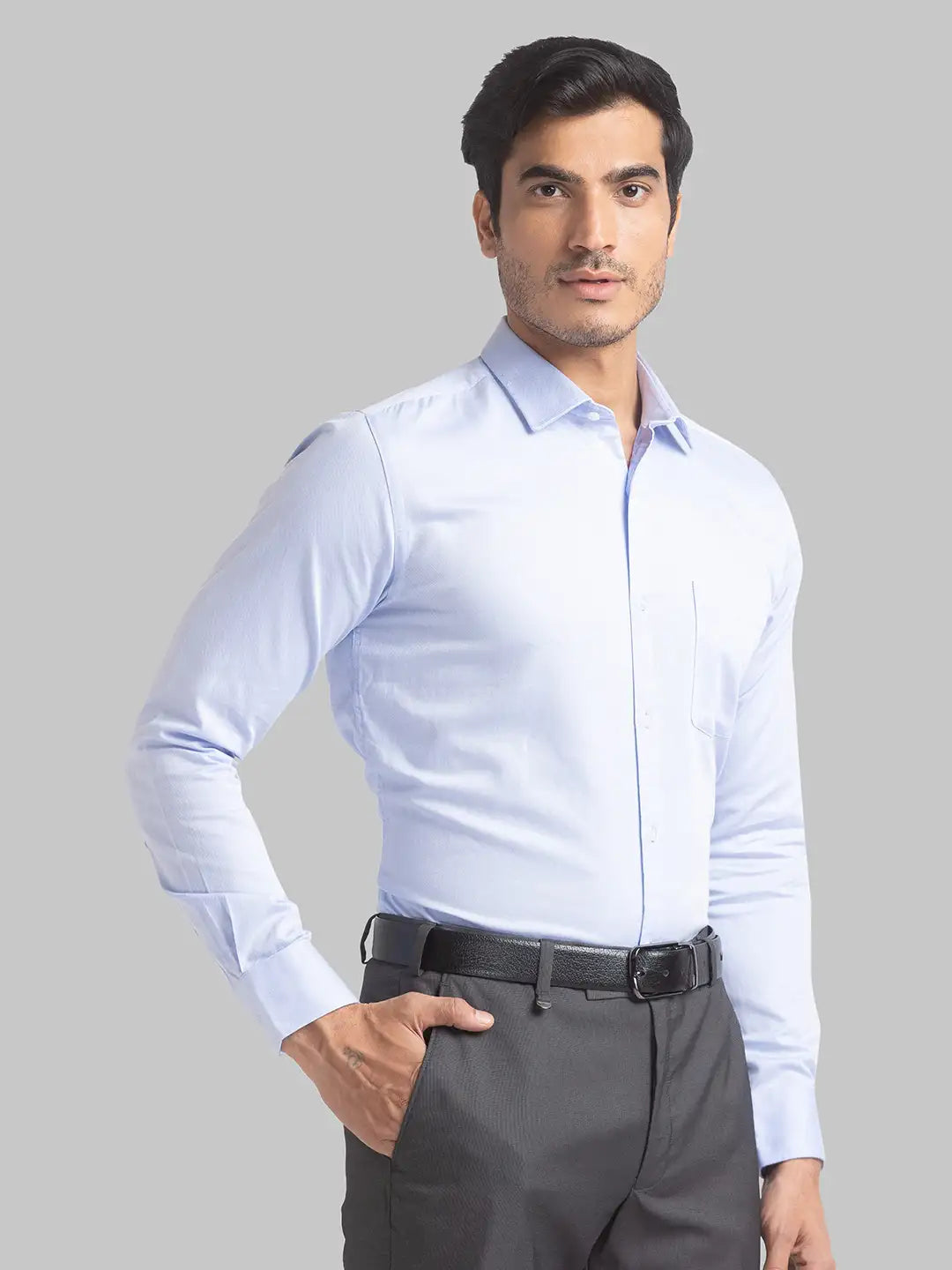 Men Slim Fit Medium Blue Shirt