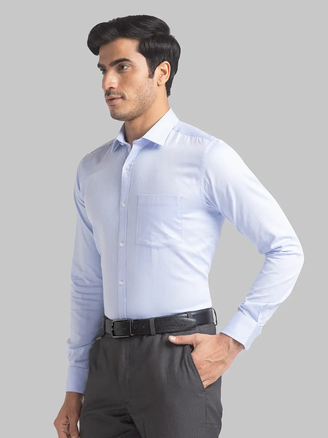 Men Slim Fit Medium Blue Shirt