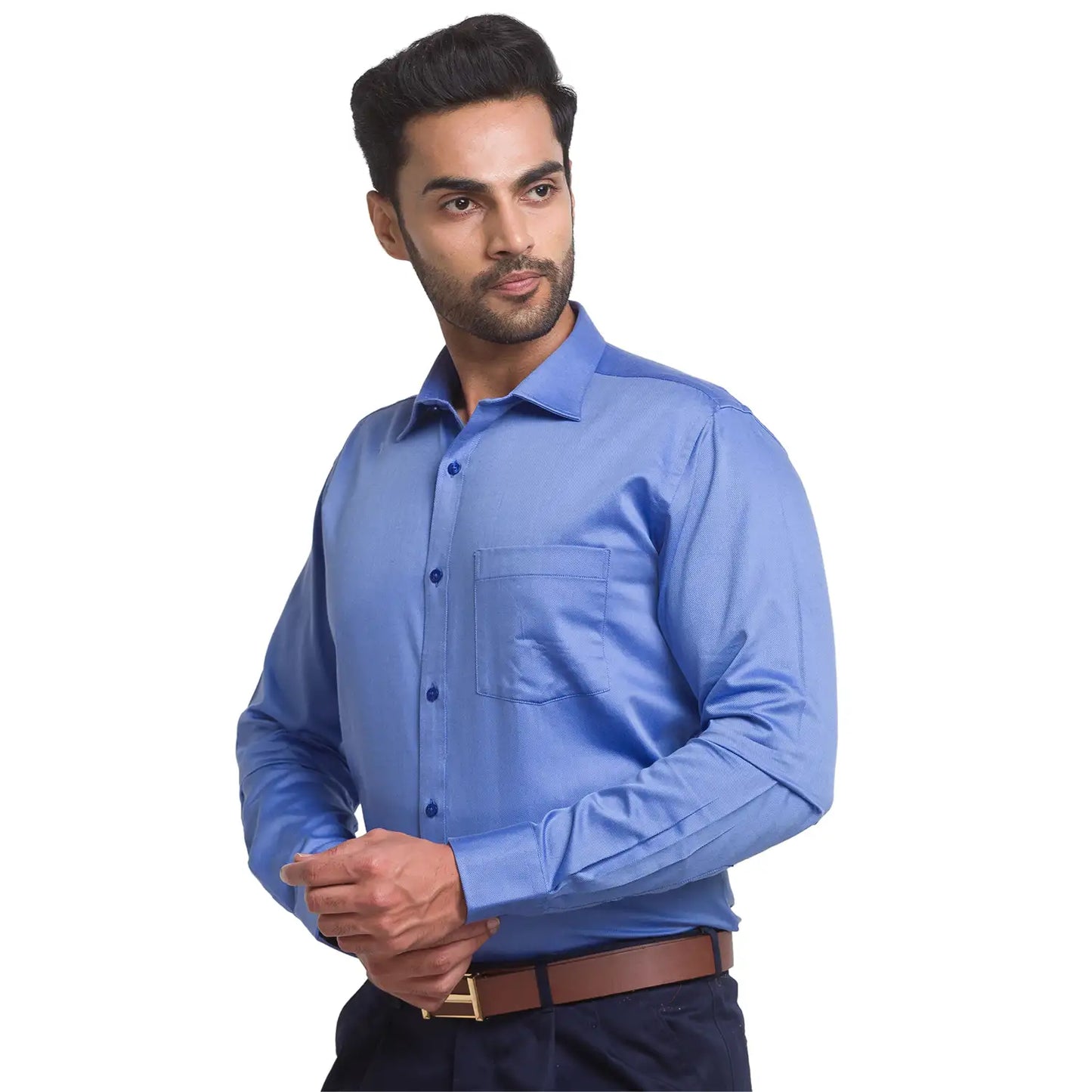 Men Slim Fit Dark Blue Shirt