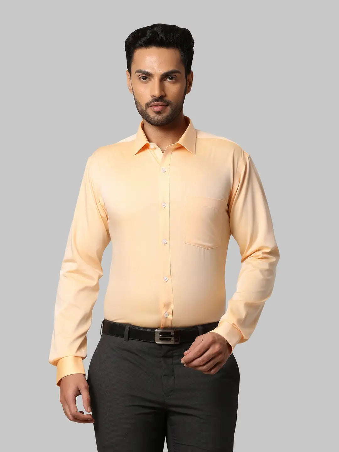 Men Slim Fit Dark Orange Shirt