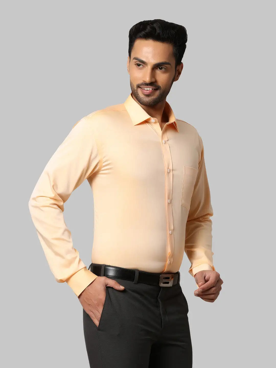 Men Slim Fit Dark Orange Shirt
