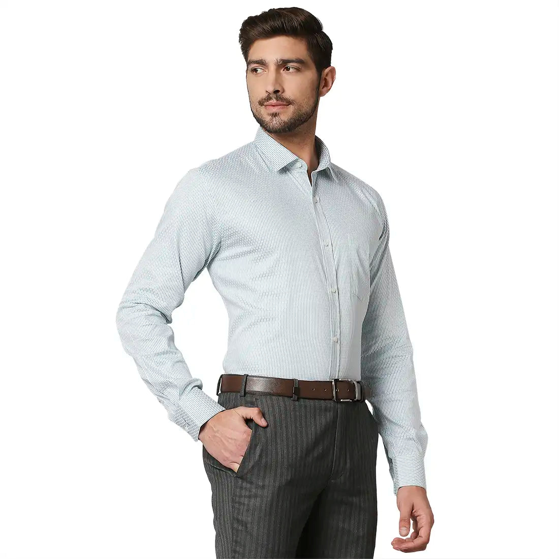 Men Slim Fit Medium Fawn Shirt
