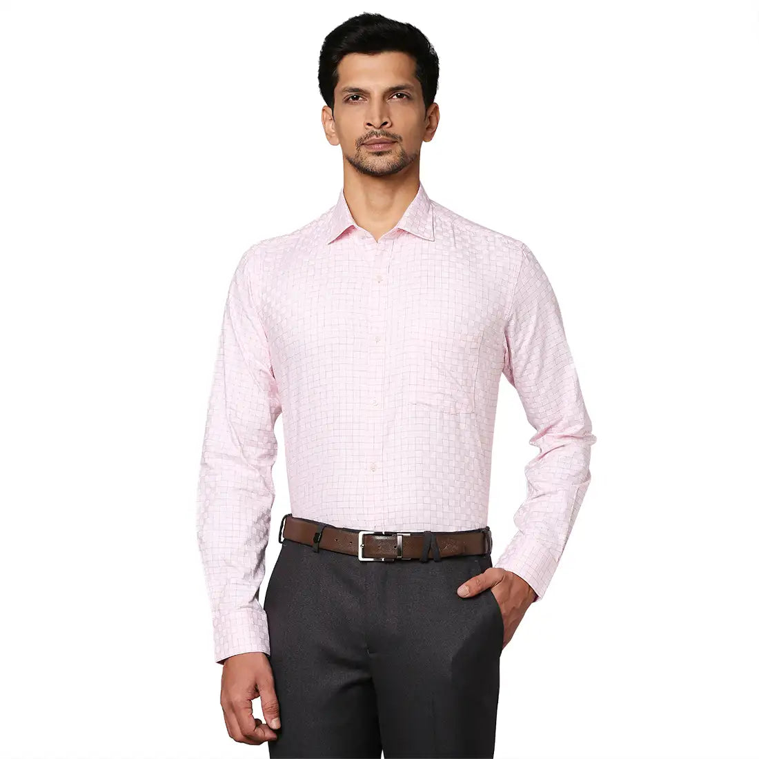 Men Slim Fit Light Red Shirt