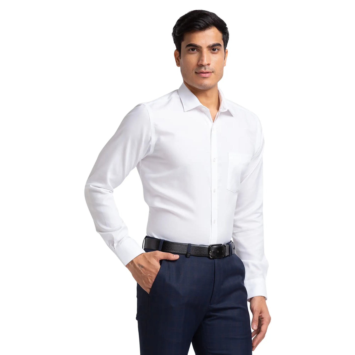 Men White Slim Fit Structure Cotton Shirts – MyRaymond