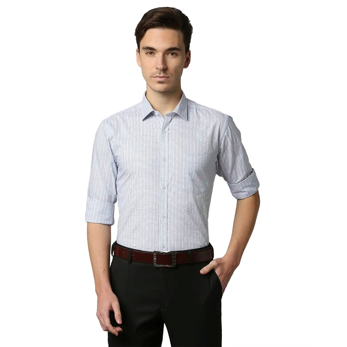 Men Slim Fit Light Grey Shirt
