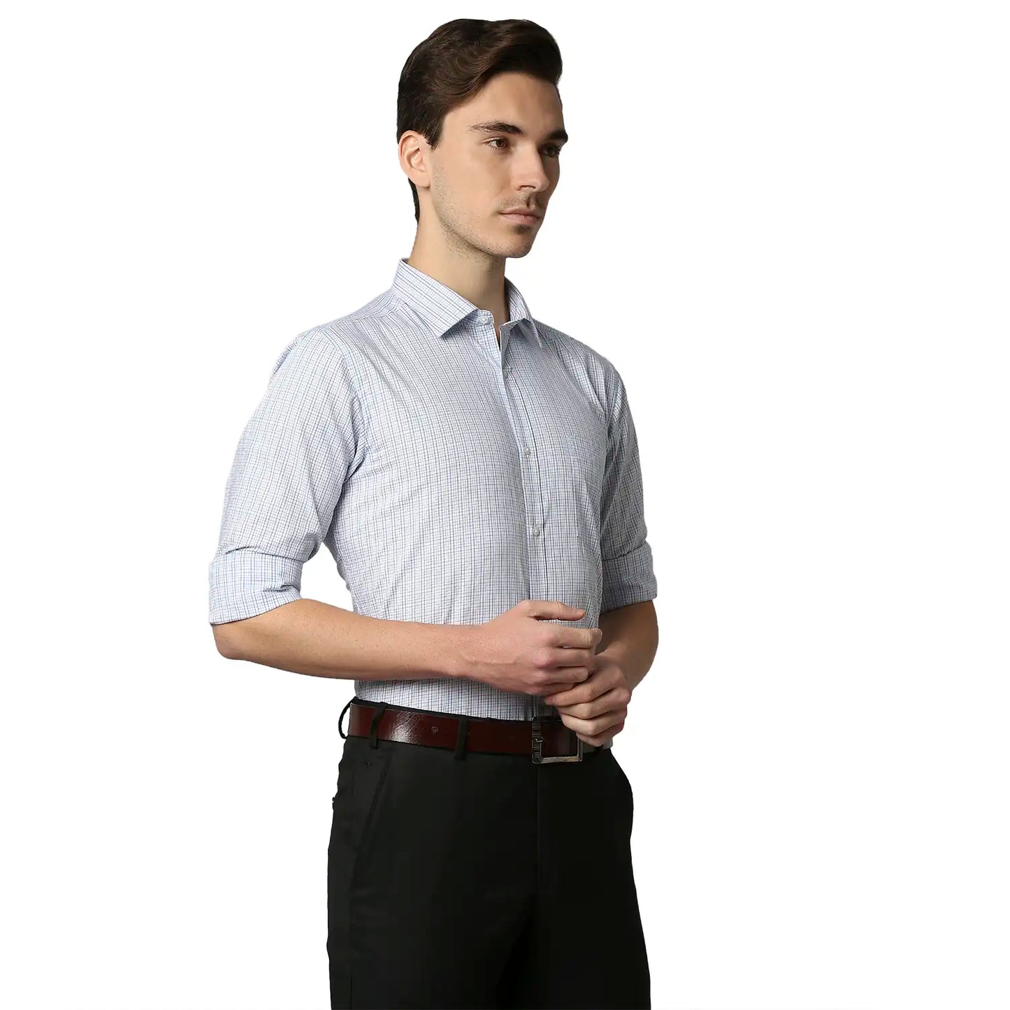 Men Slim Fit Light Grey Shirt