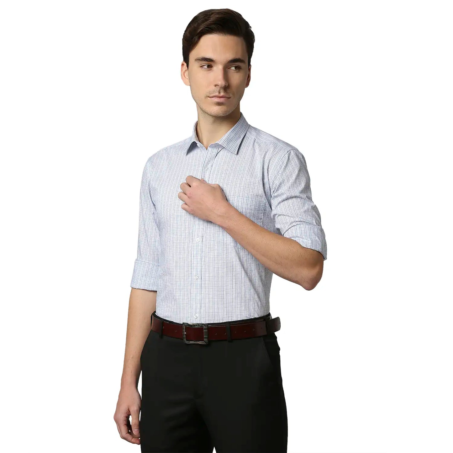 Men Slim Fit Light Grey Shirt