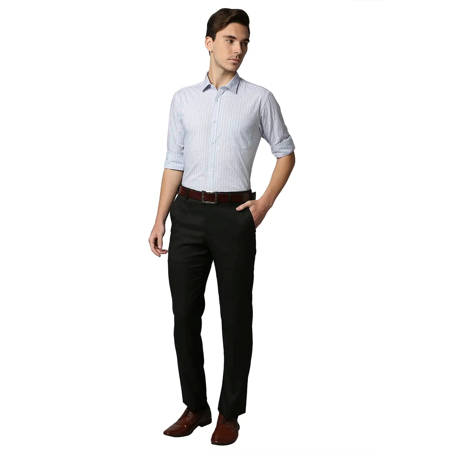 Men Slim Fit Light Grey Shirt