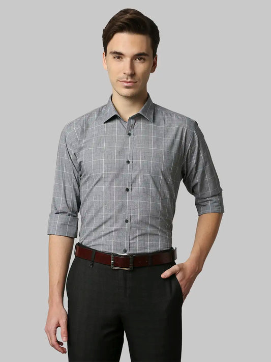 Park Avenue Men Blue Solid Slim Fit Cotton Shirt