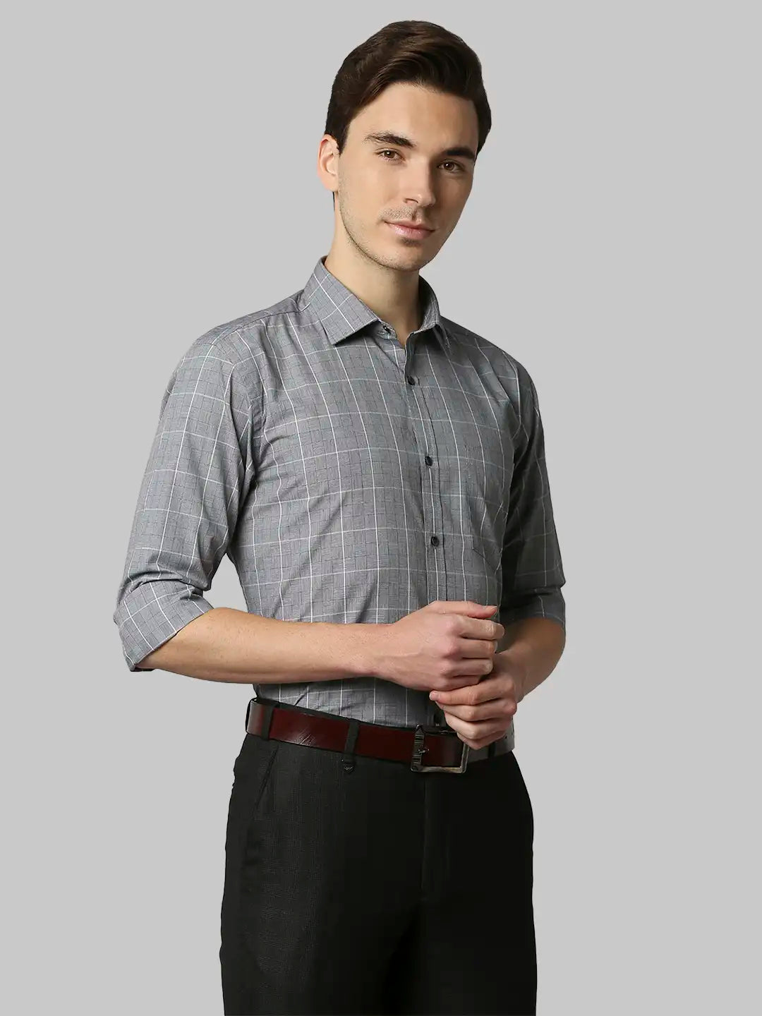 Park Avenue Men Blue Solid Slim Fit Cotton Shirt