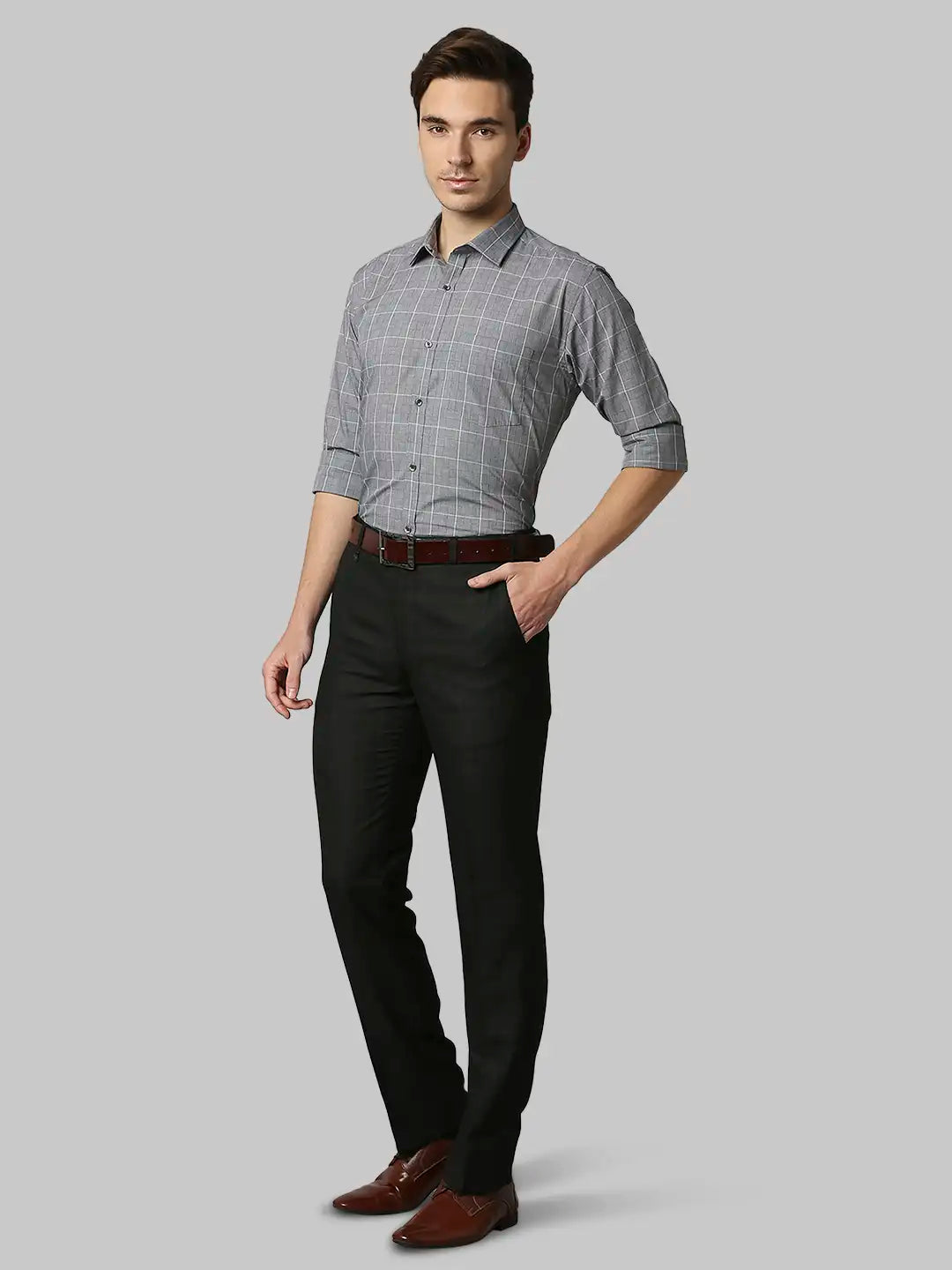 Park Avenue Men Blue Solid Slim Fit Cotton Shirt