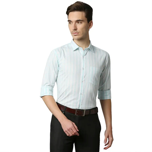 Men Slim Fit Dark Blue Shirt