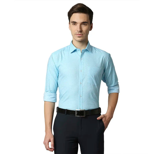 Men Slim Fit Medium Blue Shirt