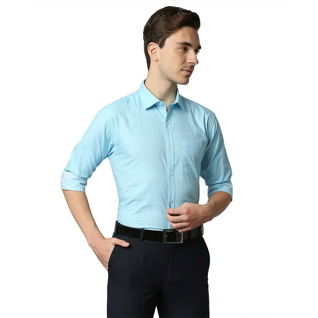 Men Slim Fit Medium Blue Shirt