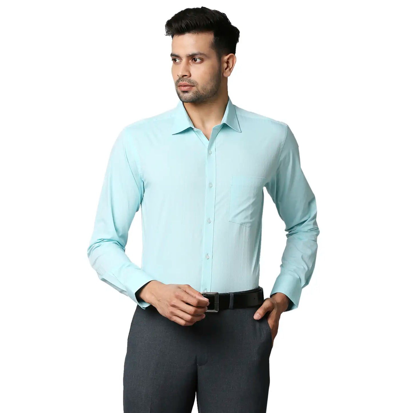 Men Slim Fit Medium Petrol Shirt