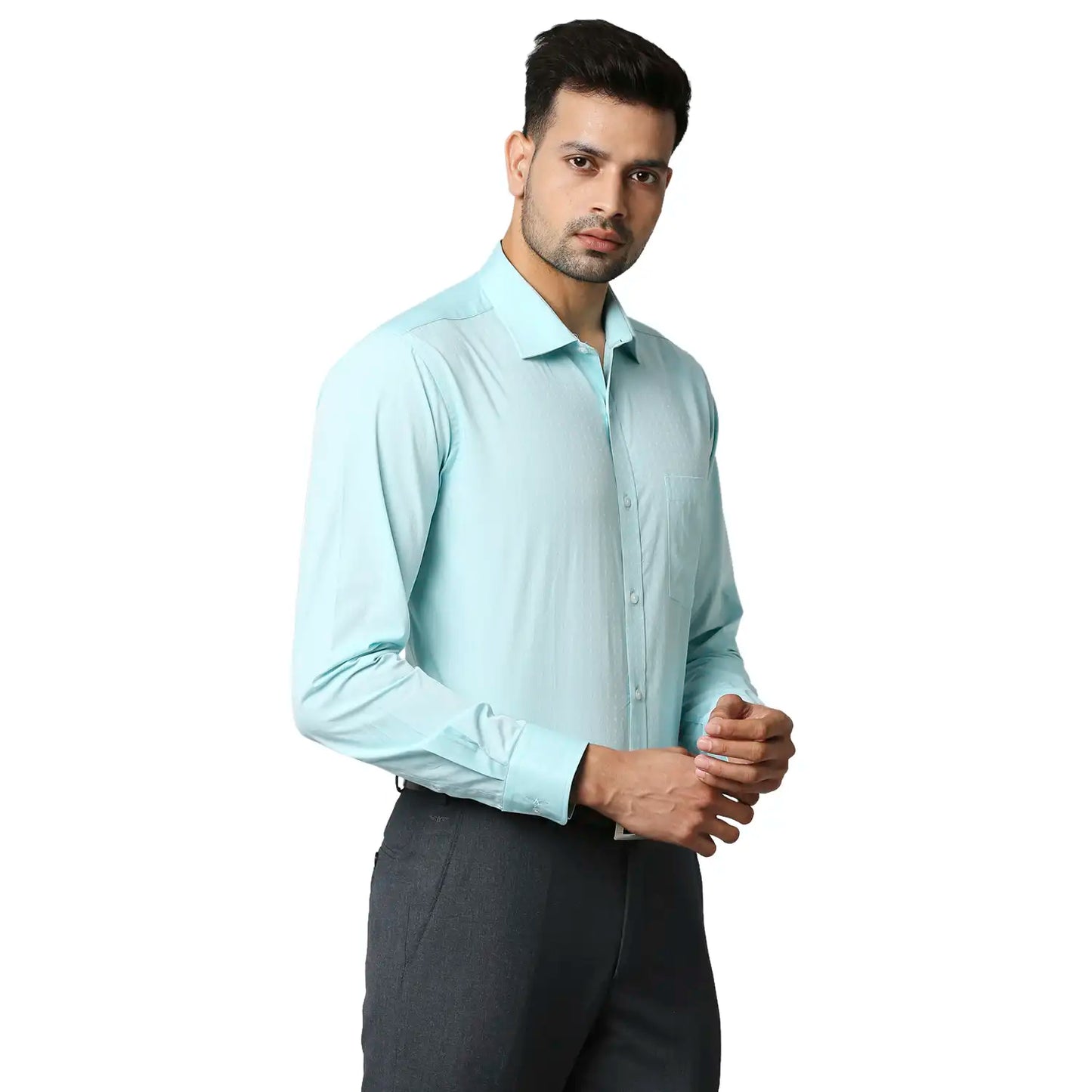 Men Slim Fit Medium Petrol Shirt