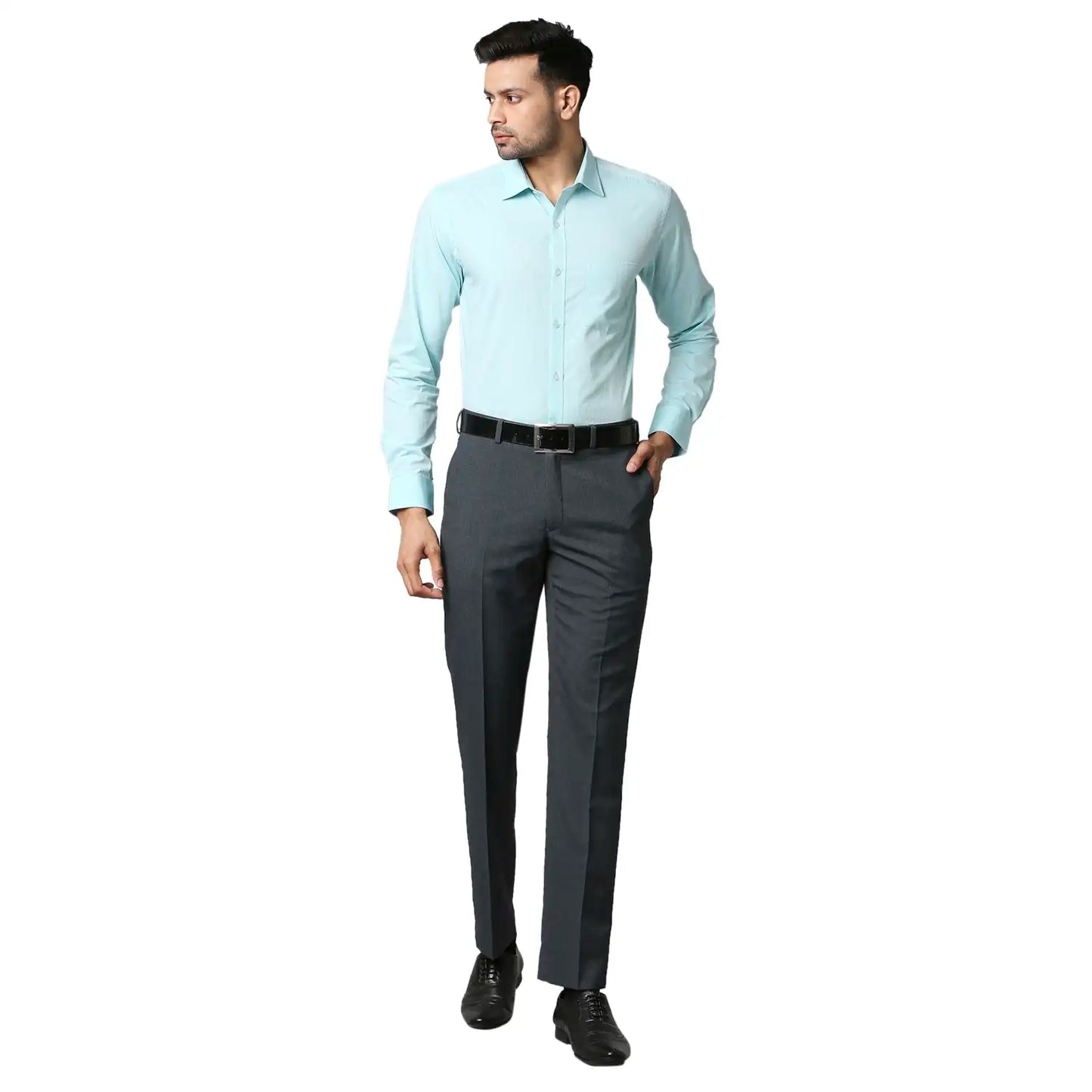 Men Slim Fit Medium Petrol Shirt