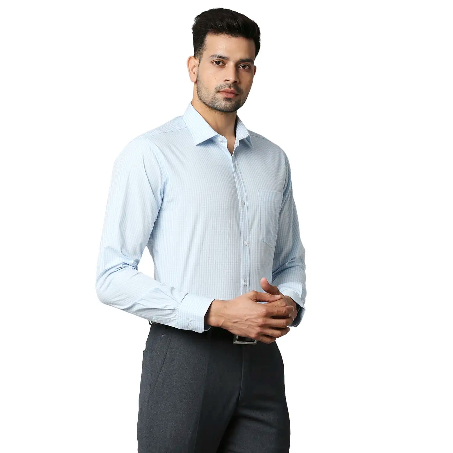 Men Slim Fit Light Blue Shirt