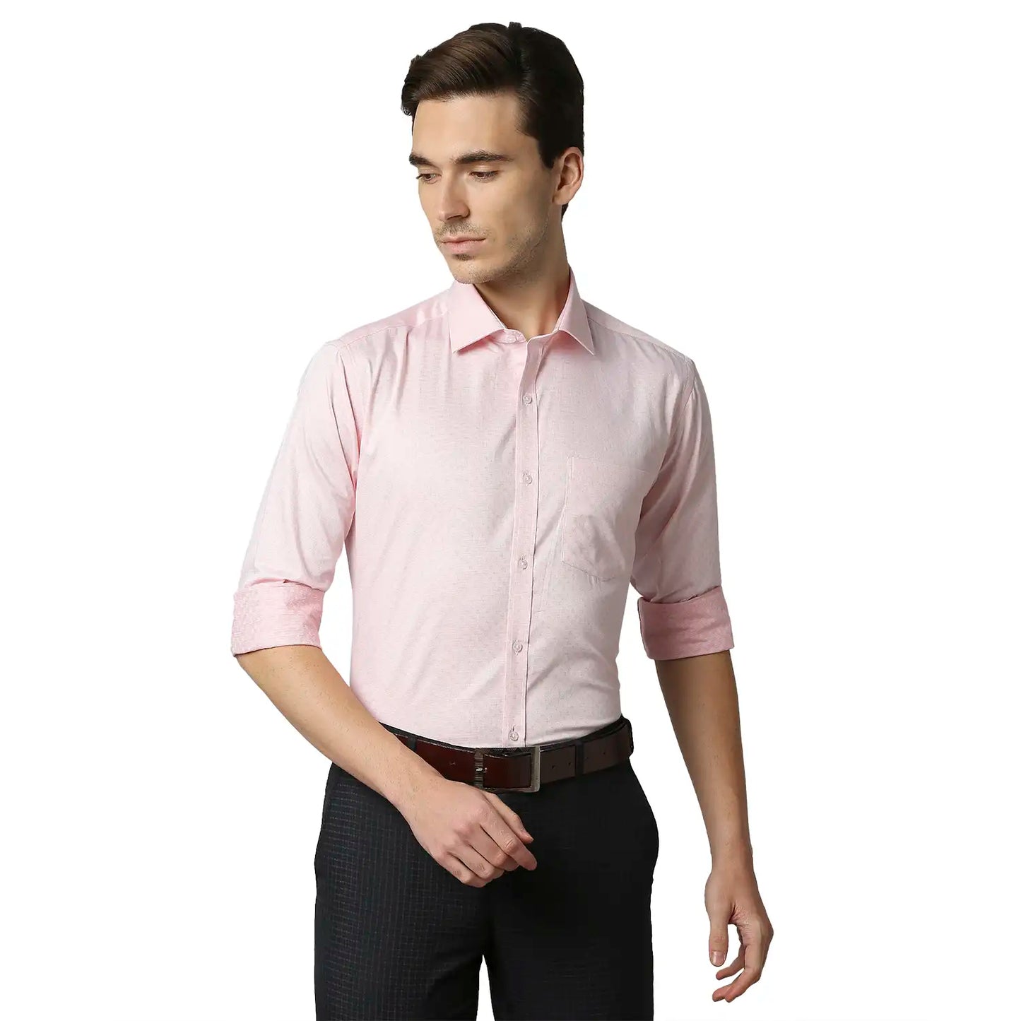 Men Slim Fit Light Grey Shirt