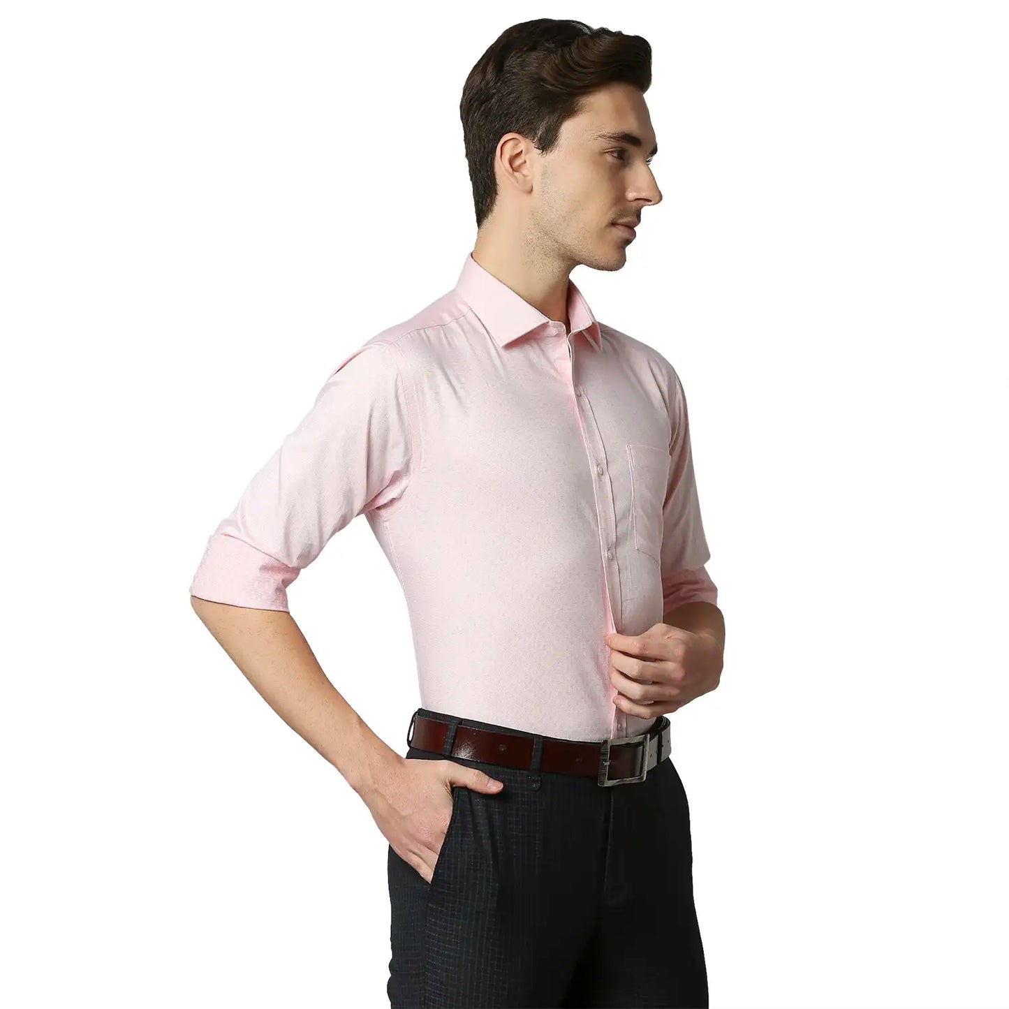 Men Slim Fit Light Grey Shirt