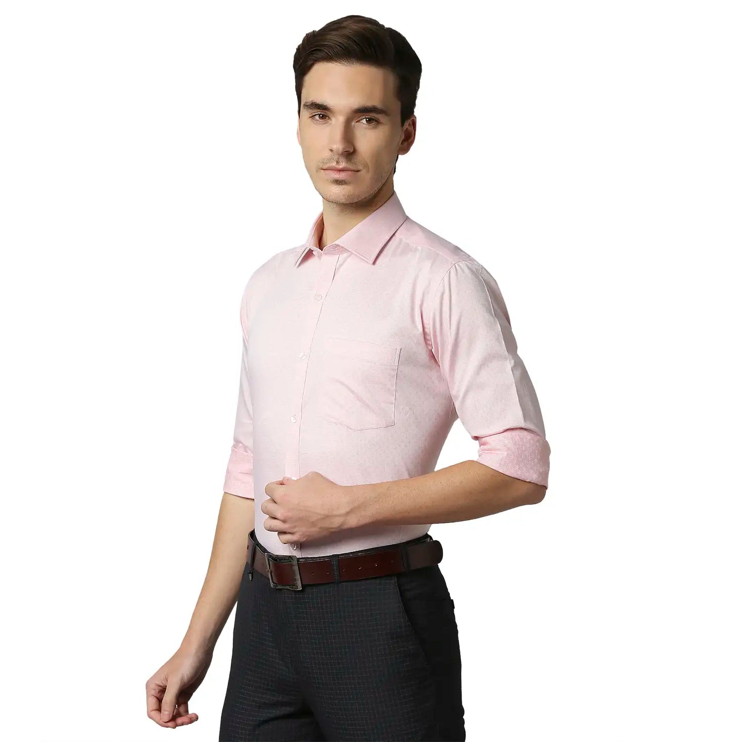 Men Slim Fit Light Grey Shirt