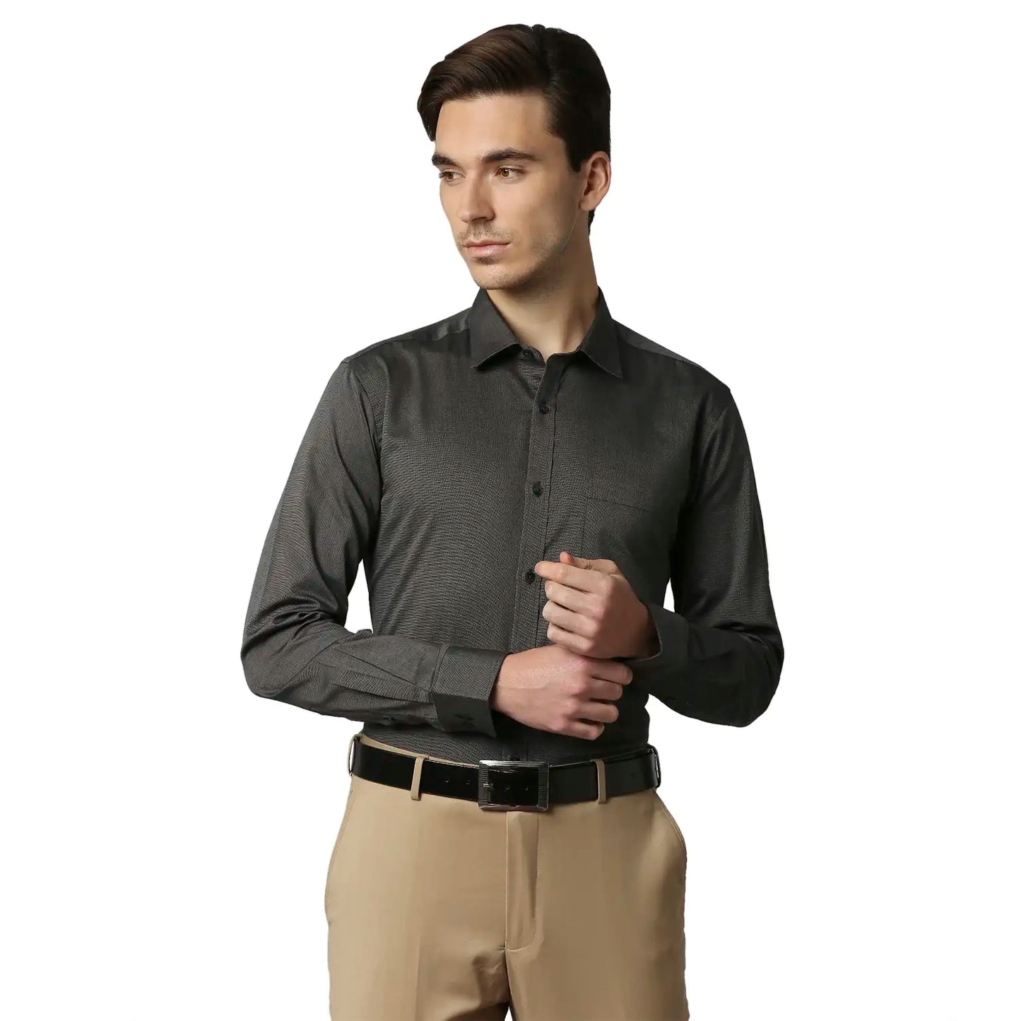 Men Slim Fit Dark Maroon Shirt