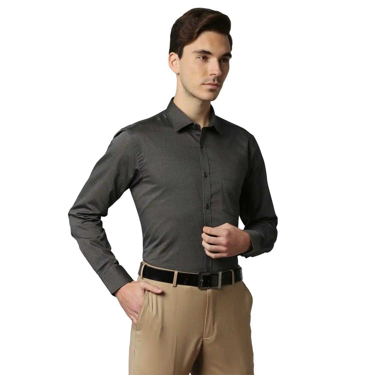Men Slim Fit Dark Maroon Shirt
