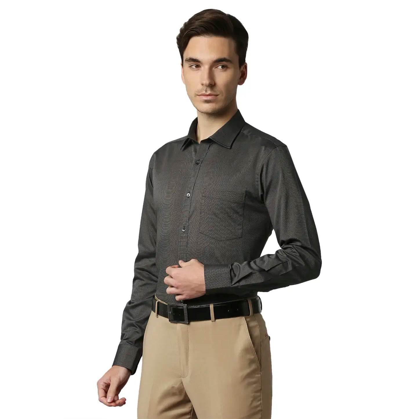 Men Slim Fit Dark Maroon Shirt