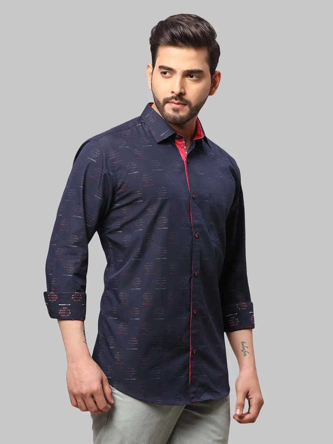 Men Slim Fit Fancy Maroon Shirt