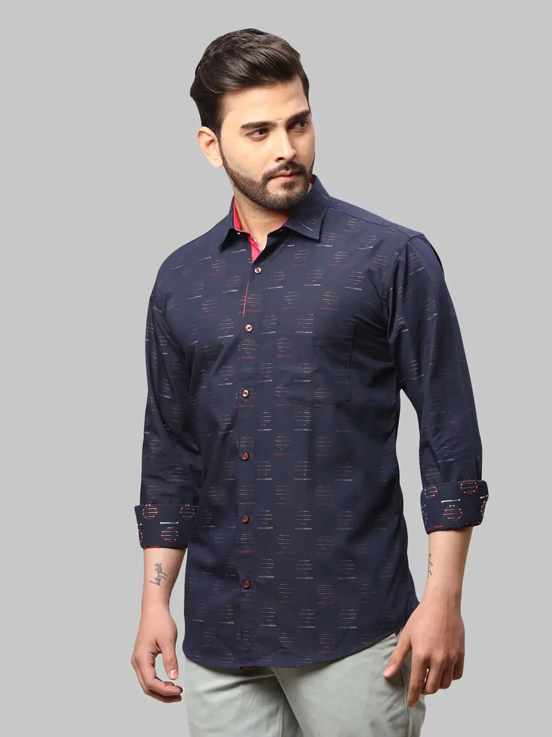 Men Slim Fit Fancy Maroon Shirt