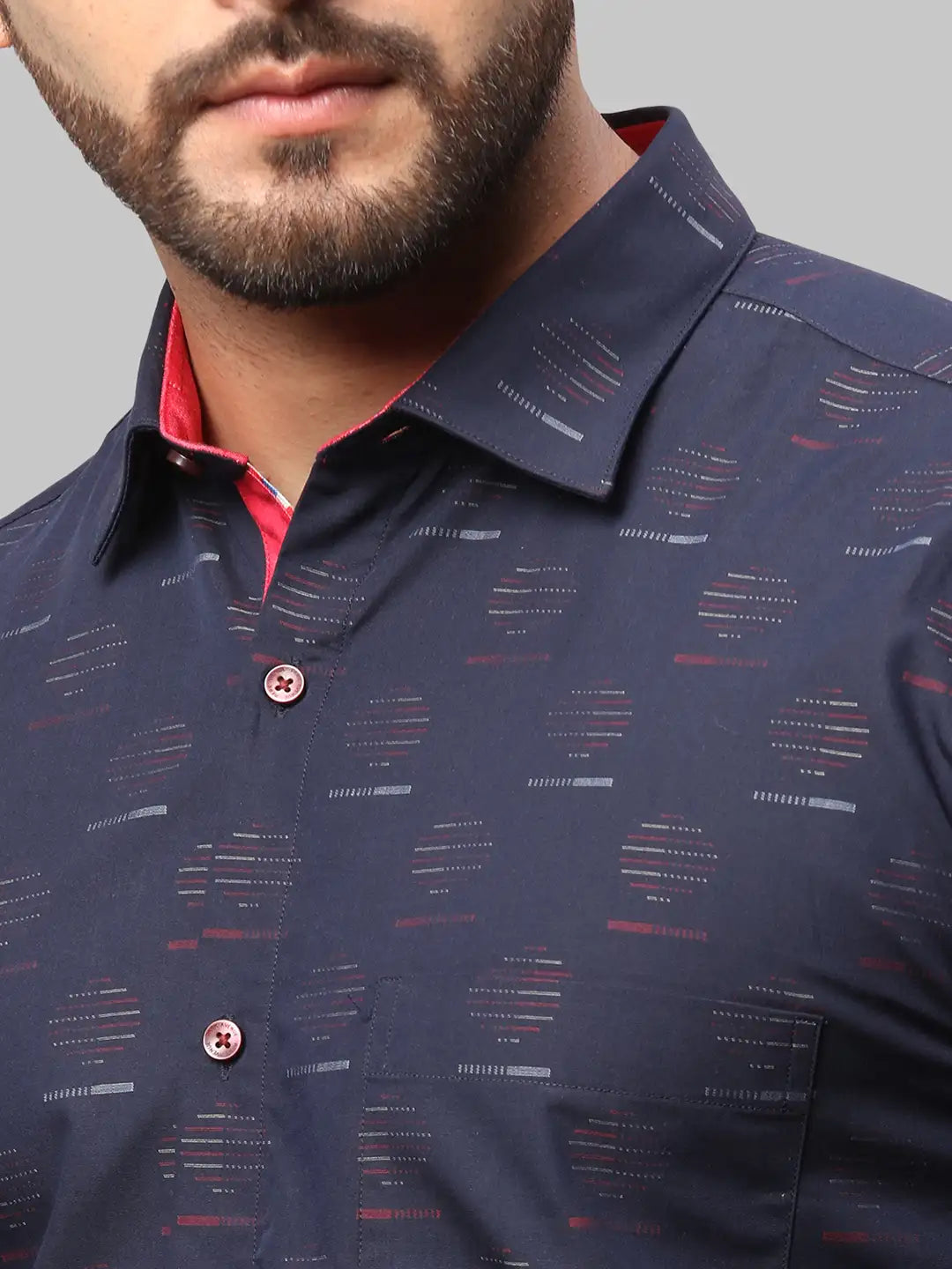 Men Slim Fit Fancy Maroon Shirt