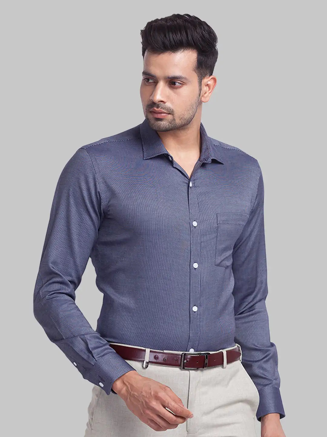 Men Slim Fit Light Green Shirt