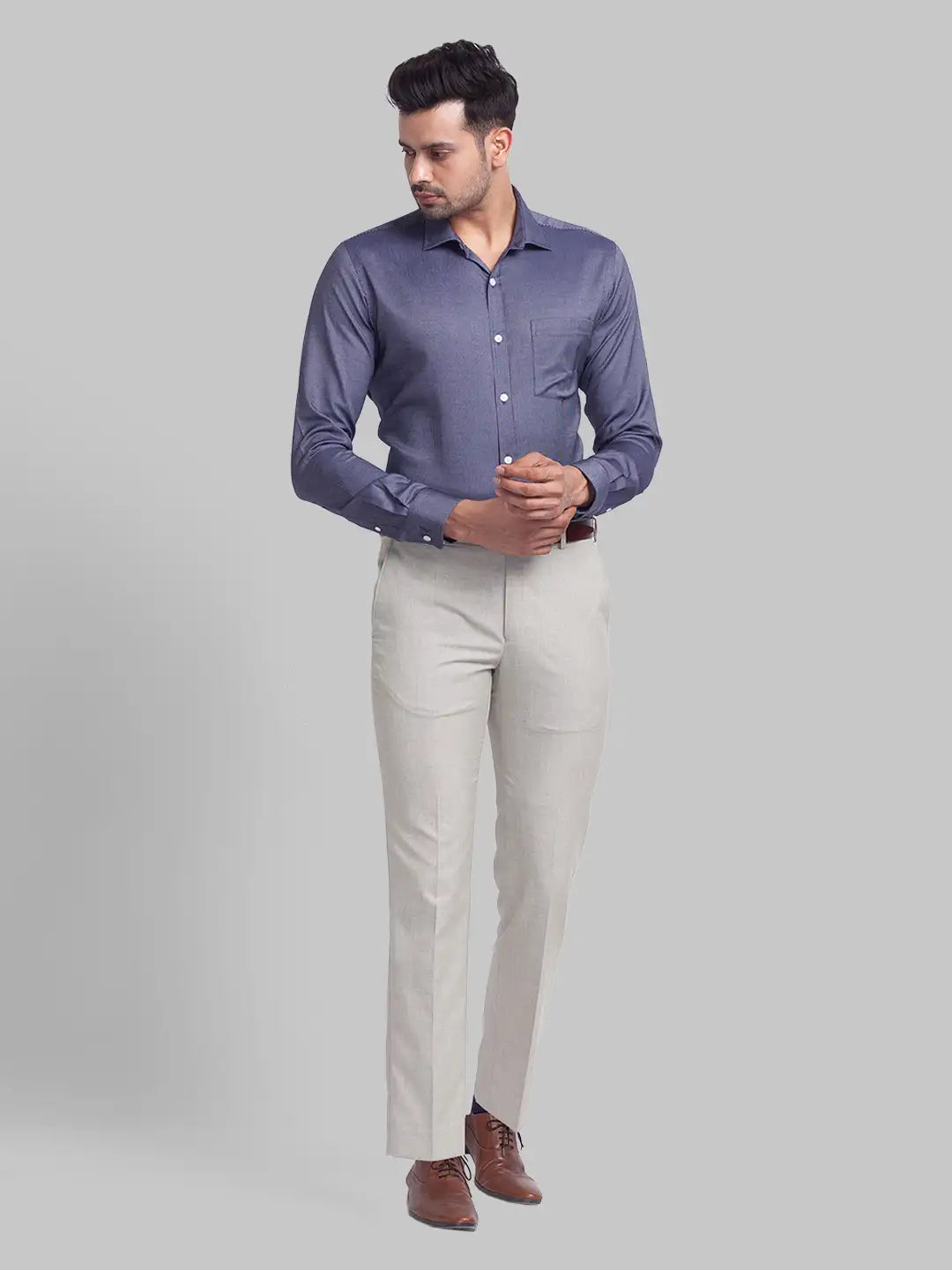 Men Slim Fit Light Green Shirt