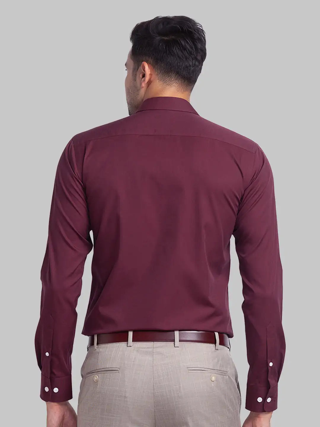 Men Maroon Slim Fit Fil-A-Fil Cotton Cut Away Collar Shirts