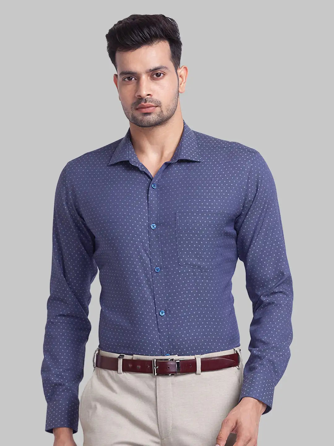 Men Slim Fit Dark Blue Shirt