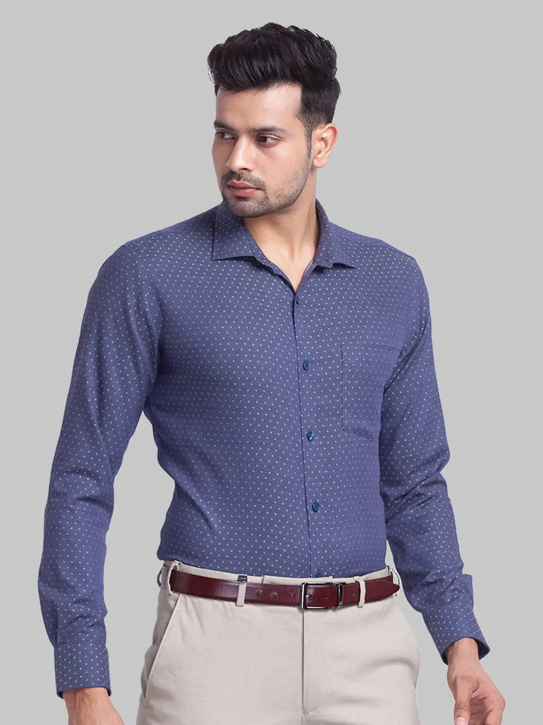 Men Slim Fit Dark Blue Shirt