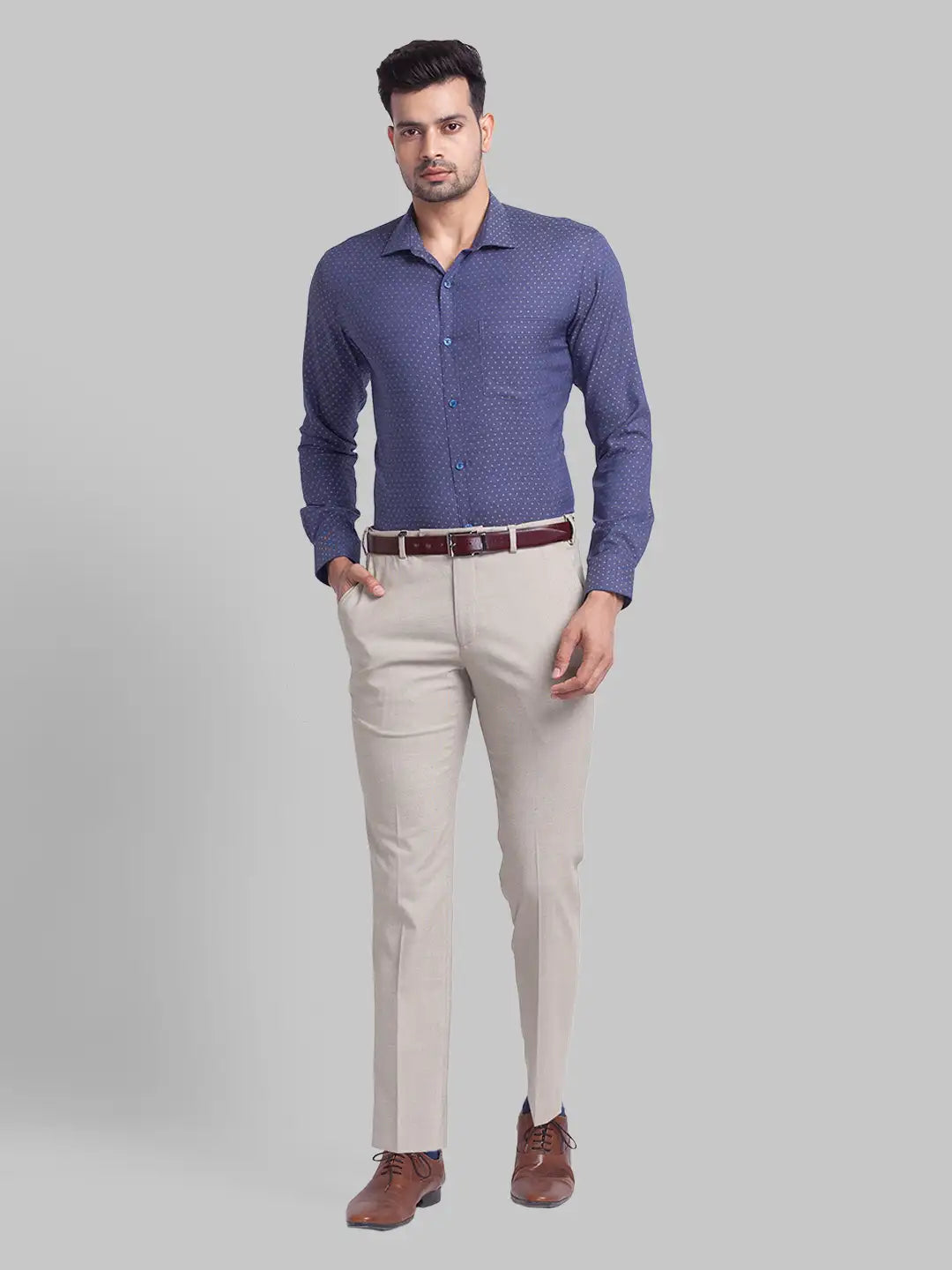 Men Slim Fit Dark Blue Shirt