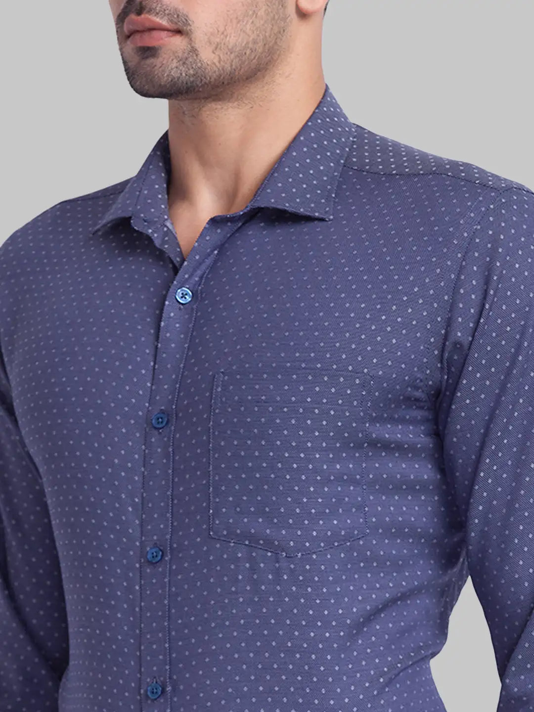 Men Slim Fit Dark Blue Shirt